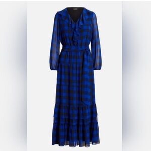 NWT Lauren Ralph Lauren Women's Plaid Belted Georgette Dress Size 6